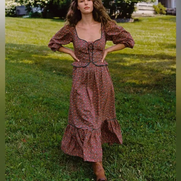 Christy Dawn The Narcissa Dress in Evergreen Apple Harvest - Picture 12 of 15